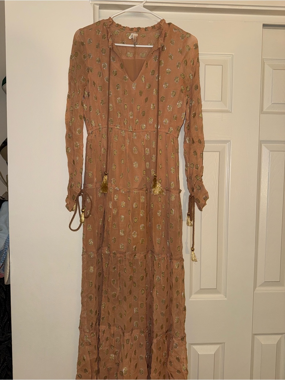 RAGA Dusty Rose Maxi Dress with Gold Foil Accents